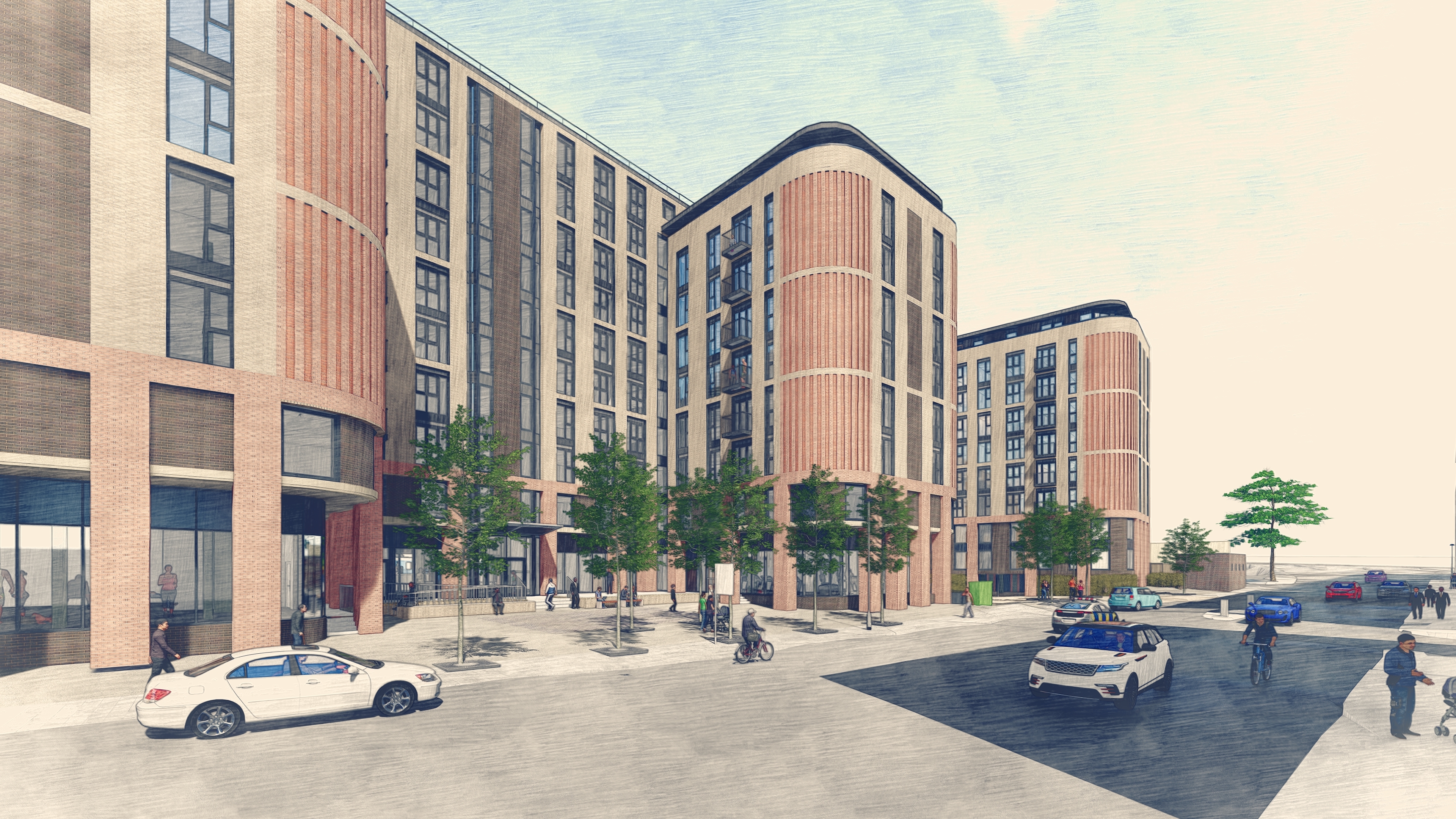 CGI of residential development on Queens Rd
