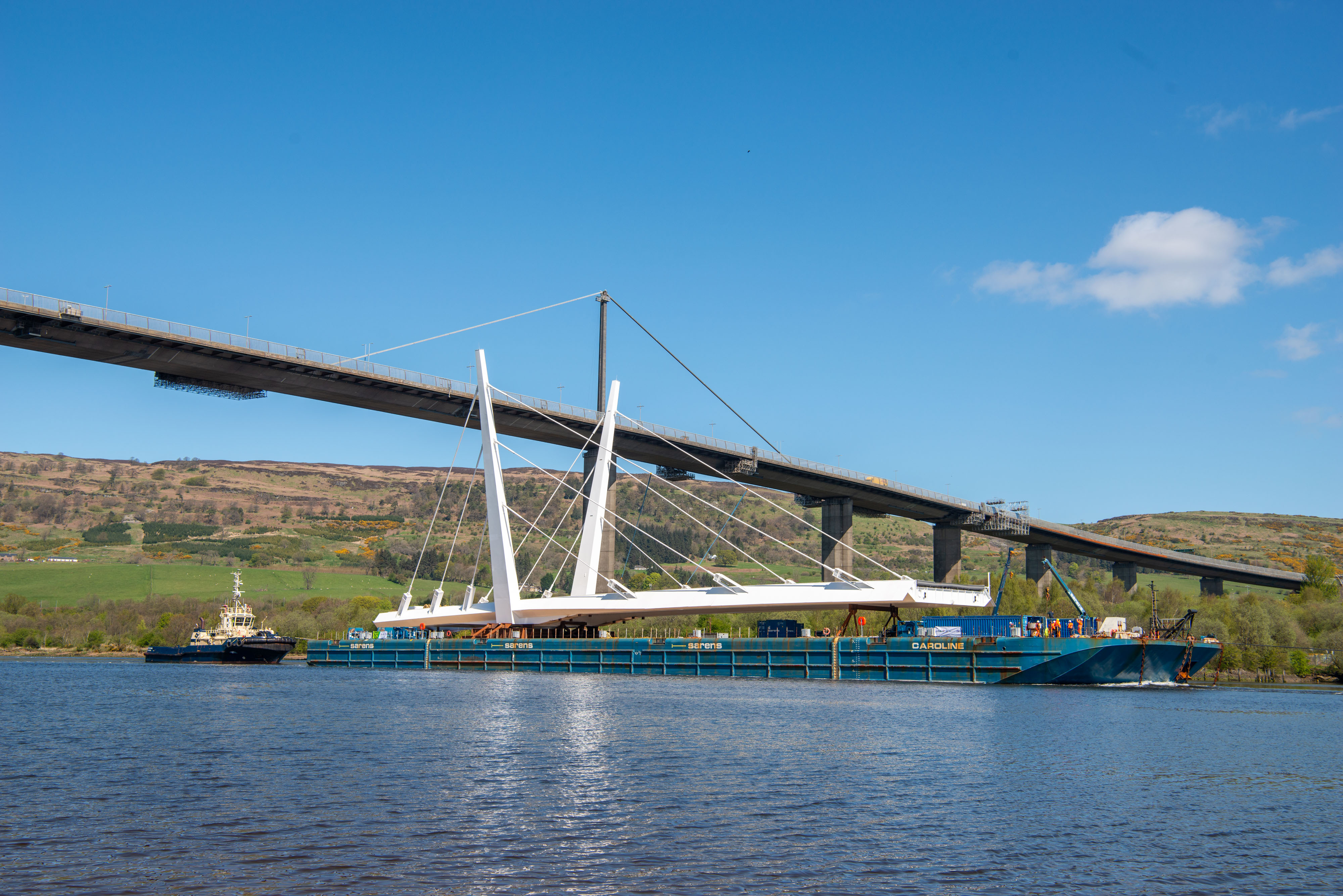 Renfrew Bridge passing under the Erskine Bridge