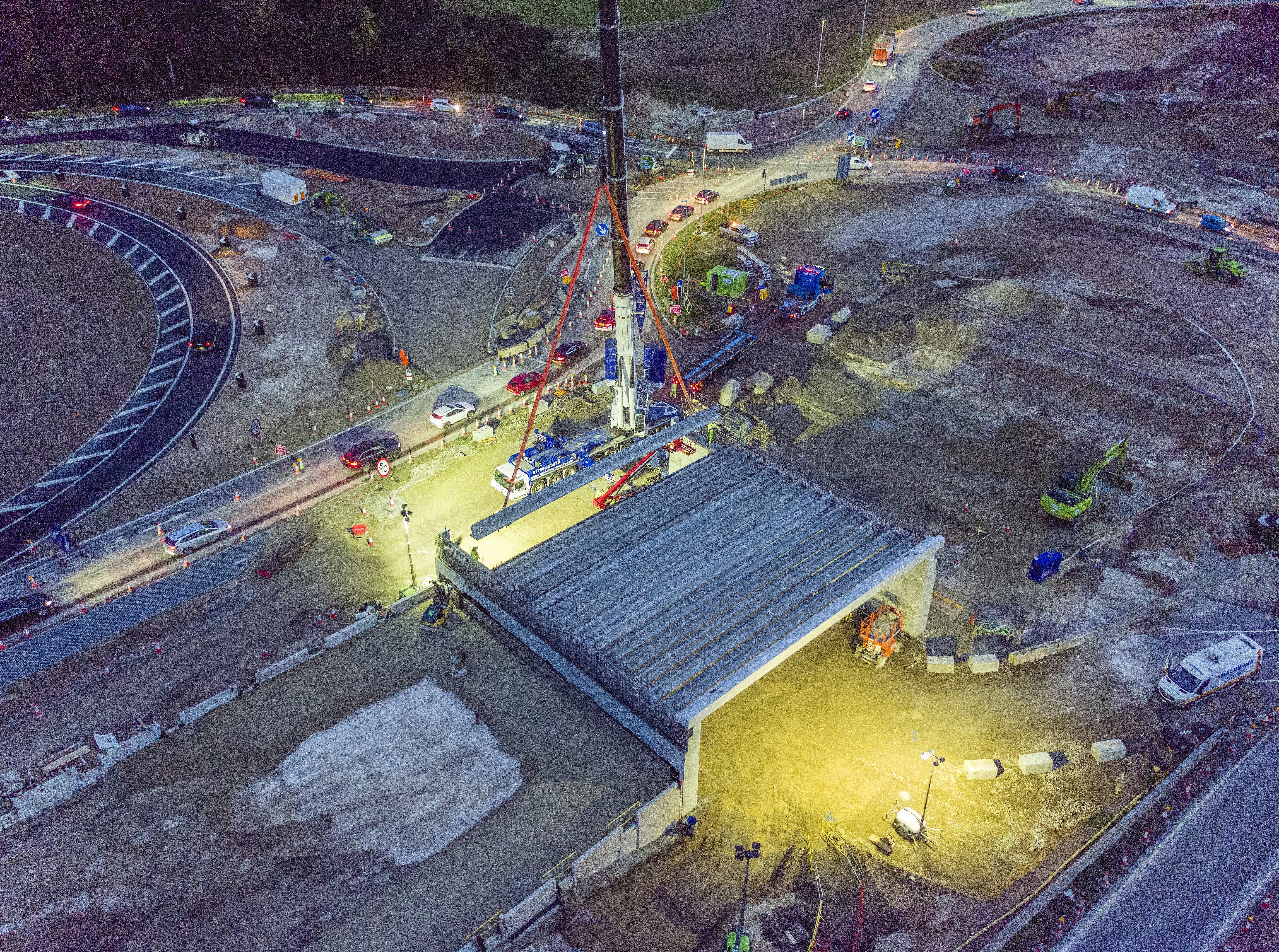 M2 Junction 5 Improvement Scheme Reaches Milestone with Successful Stockbury North Flyover Bridge Beam Installation image